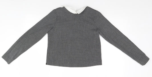 Zara Womens Black Houndstooth Basic Polo Size M