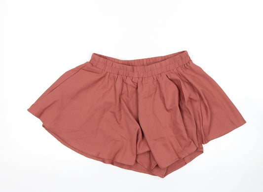 PRETTYLITTLETHING Womens Orange Paperbag Shorts Size 8