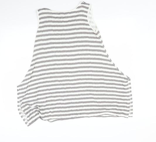 Soft B Womens Grey Striped Basic T-Shirt Size L