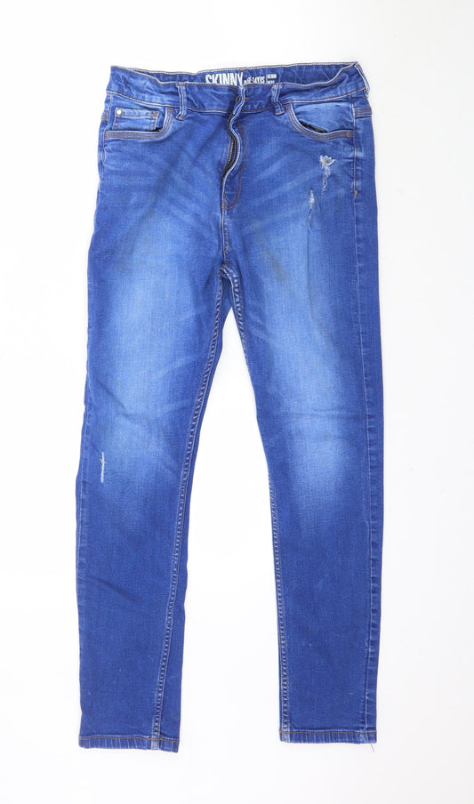 Matalan Girls Blue Denim Skinny Jeans Size 14 Years - DISTRESSED
