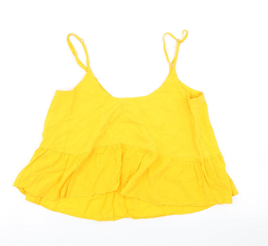 Topshop Womens Yellow Camisole T-Shirt Size 8 - Cropped