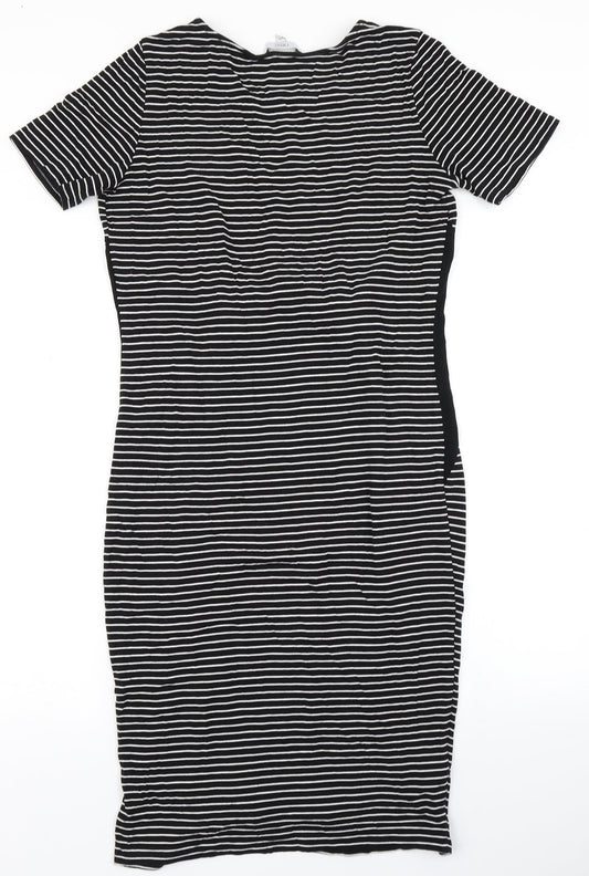 NEXT Womens Black Striped A-Line Size 10