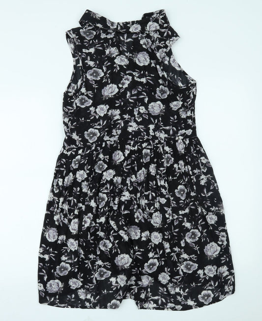Innocence Womens Black Floral A-Line Size 10