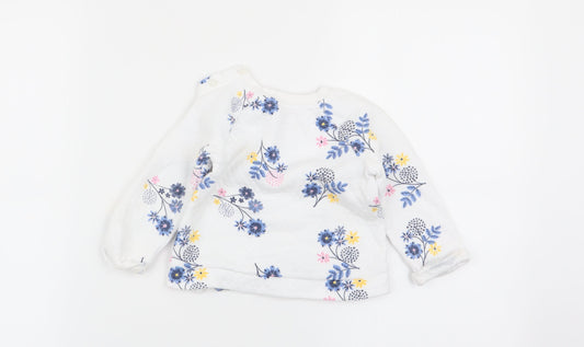 Nutmeg Girls White Floral Pullover Jumper Size 6-9 Months