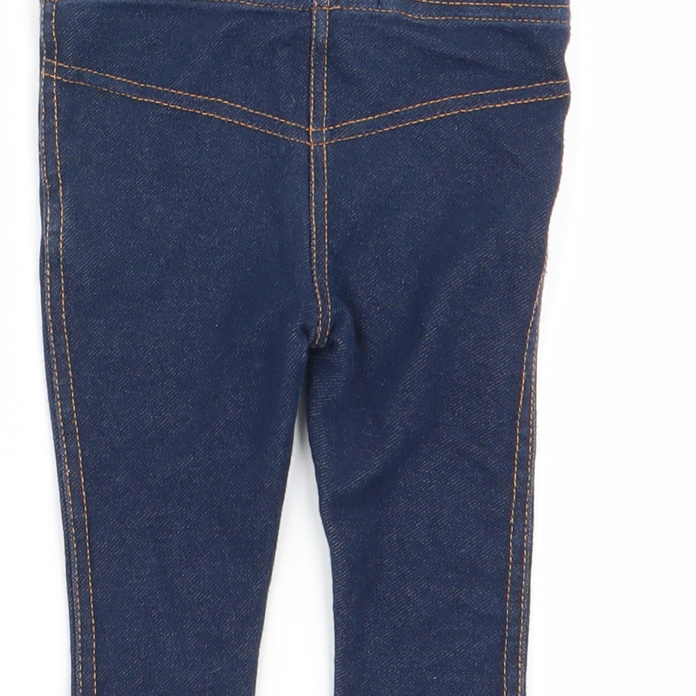 Brand and care label for Early Days girls’ blue jogger trousers, size 3-6, months - leggings
