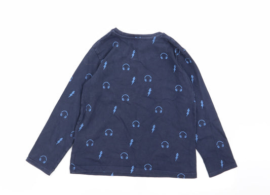 bluezoo Boys Blue Geometric Pyjama Top Size 7-8 Years