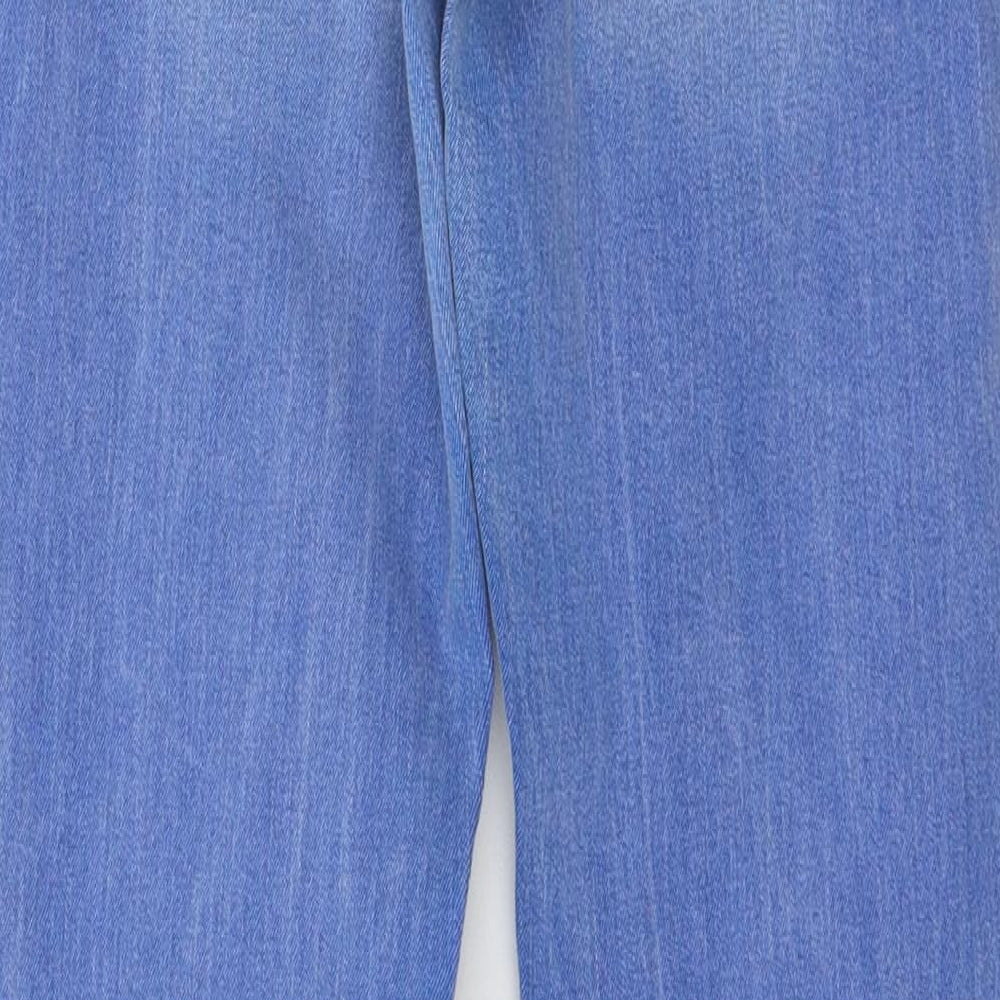 Brand and care label for EDC women’s blue denim skinny jeans, size UK 30, in, 28-inch leg