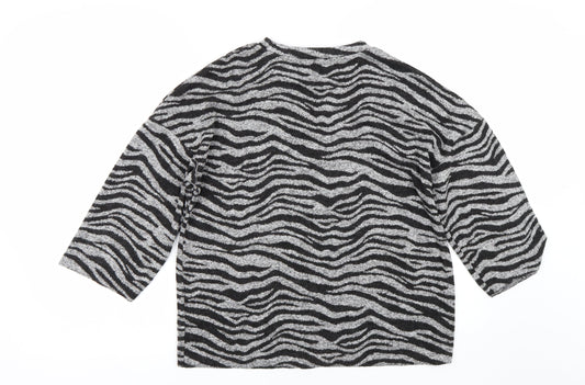 Zara Womens Grey Animal Print Basic T-Shirt Size S