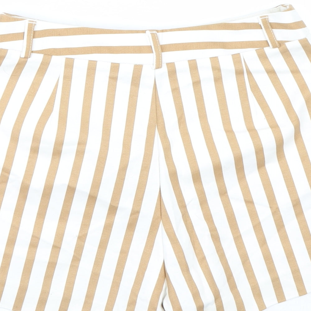 Stradivarius Womens Brown Striped Paperbag Shorts Size 8