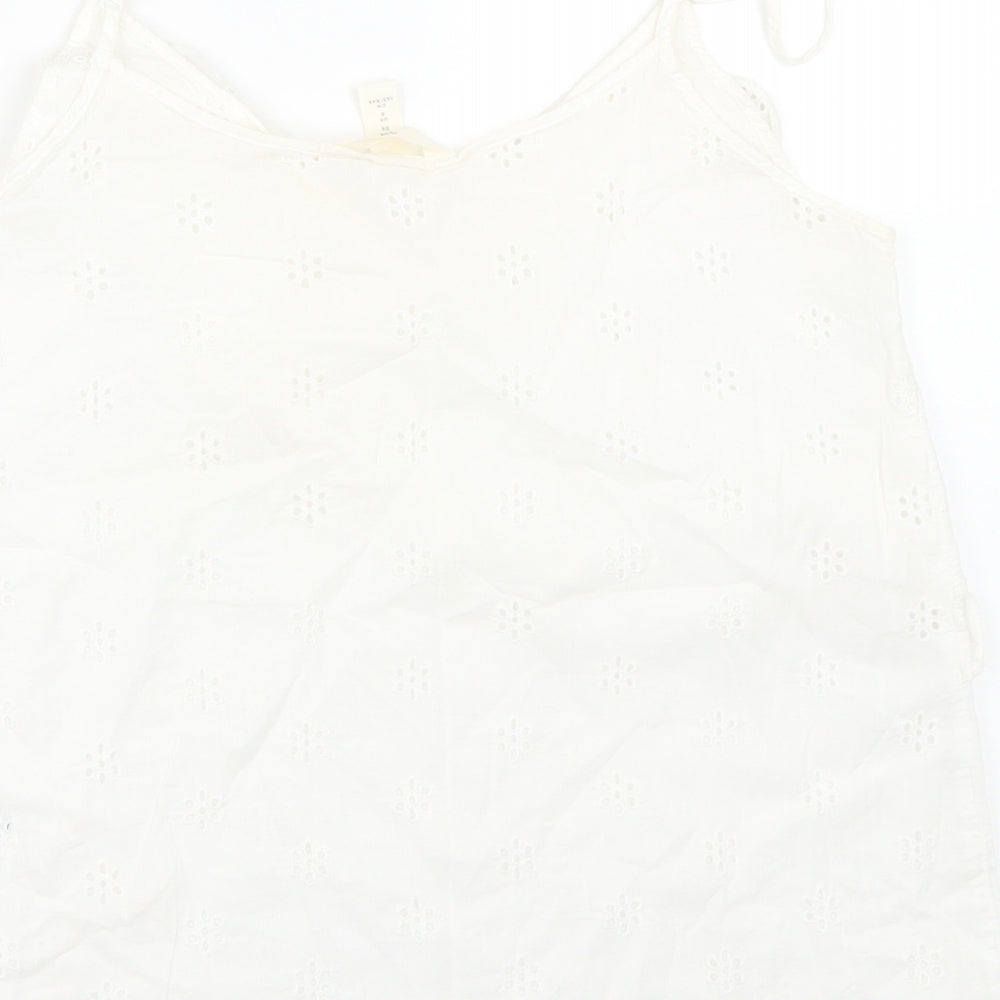 H&M Womens White Floral Basic Tank Size 8