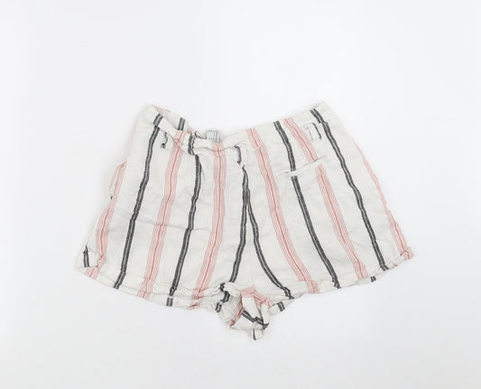 Forever 21 Womens White Striped Hot Pants Shorts Size L