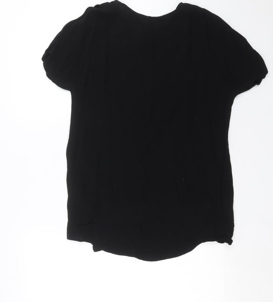 River Island Womens Black Basic Blouse Size 6 - tie Front Detail