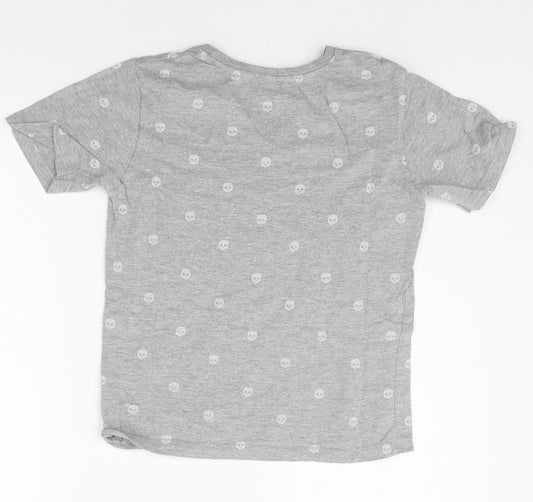 Primark Boys Grey Geometric Basic T-Shirt Size 9-10 Years