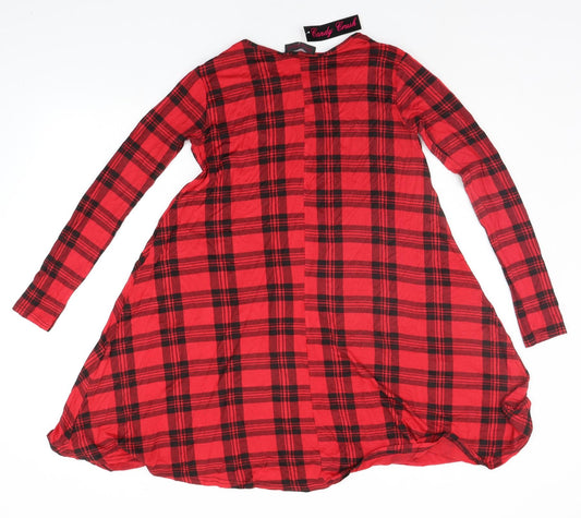 candy brush Womens Red Check A-Line Size M