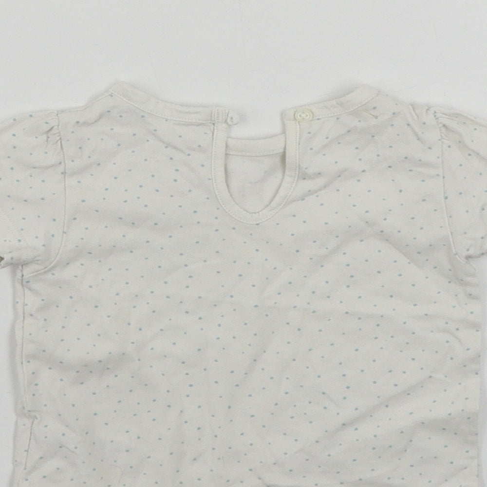 Marks and Spencer Girls White Polka Dot Basic T-Shirt Size 3-6 Months