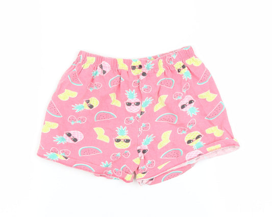 kids Girls Pink Solid Top Pyjama Pants Size 6-7 Years