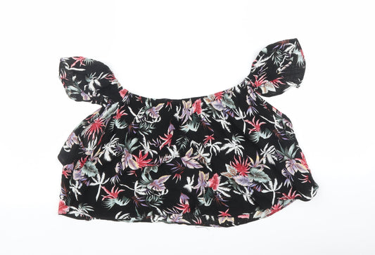 Select Womens Black Floral Basic Blouse Size 6