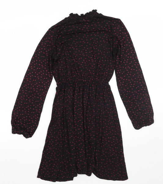Select Womens Black Floral A-Line Size 6