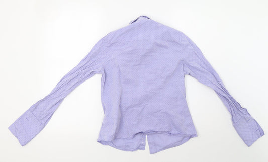 Savile Row Womens Purple Polka Dot Basic Button-Up Size 10