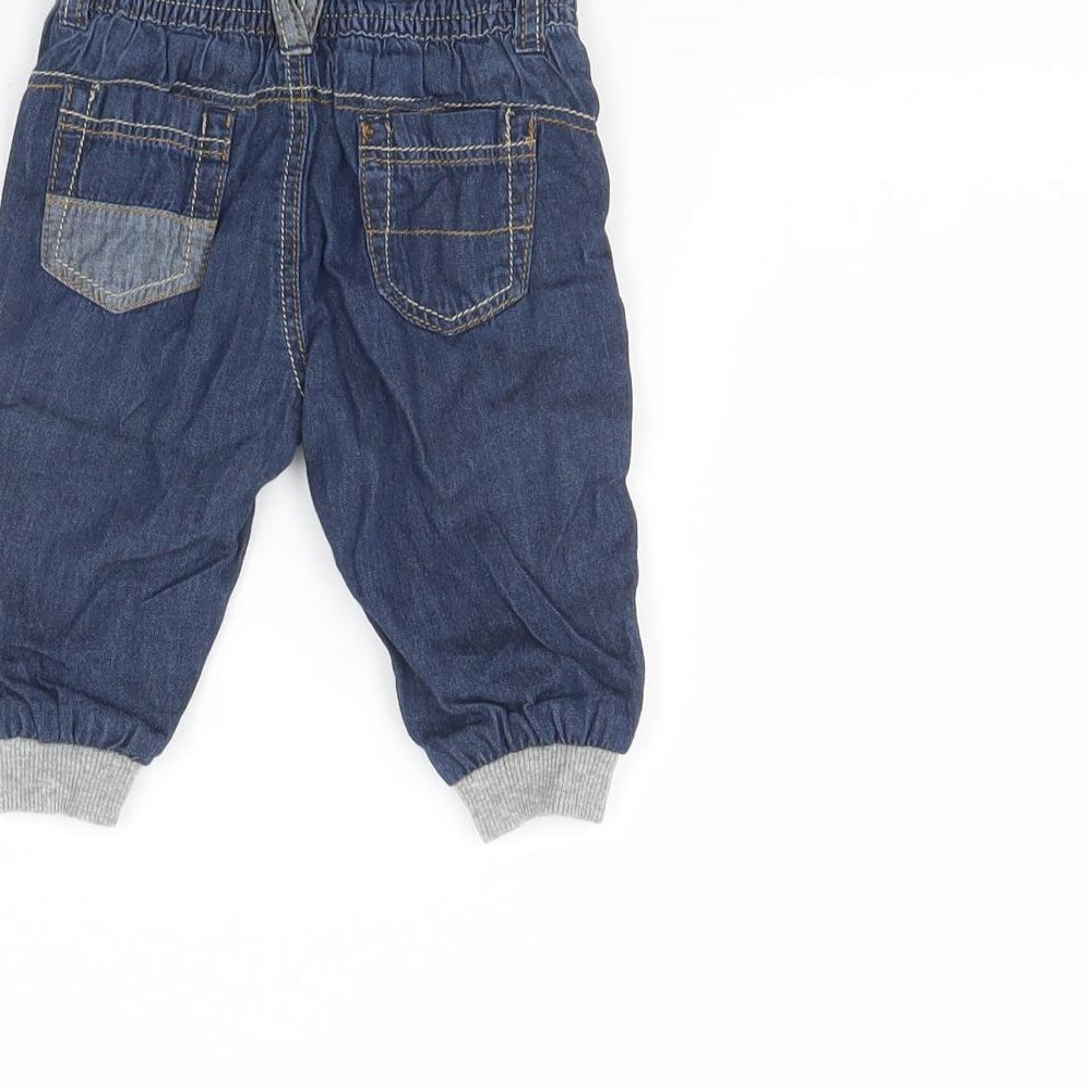 Brand and care label for George Baby Blue Denim Capri Jeans, size 3-6, Months