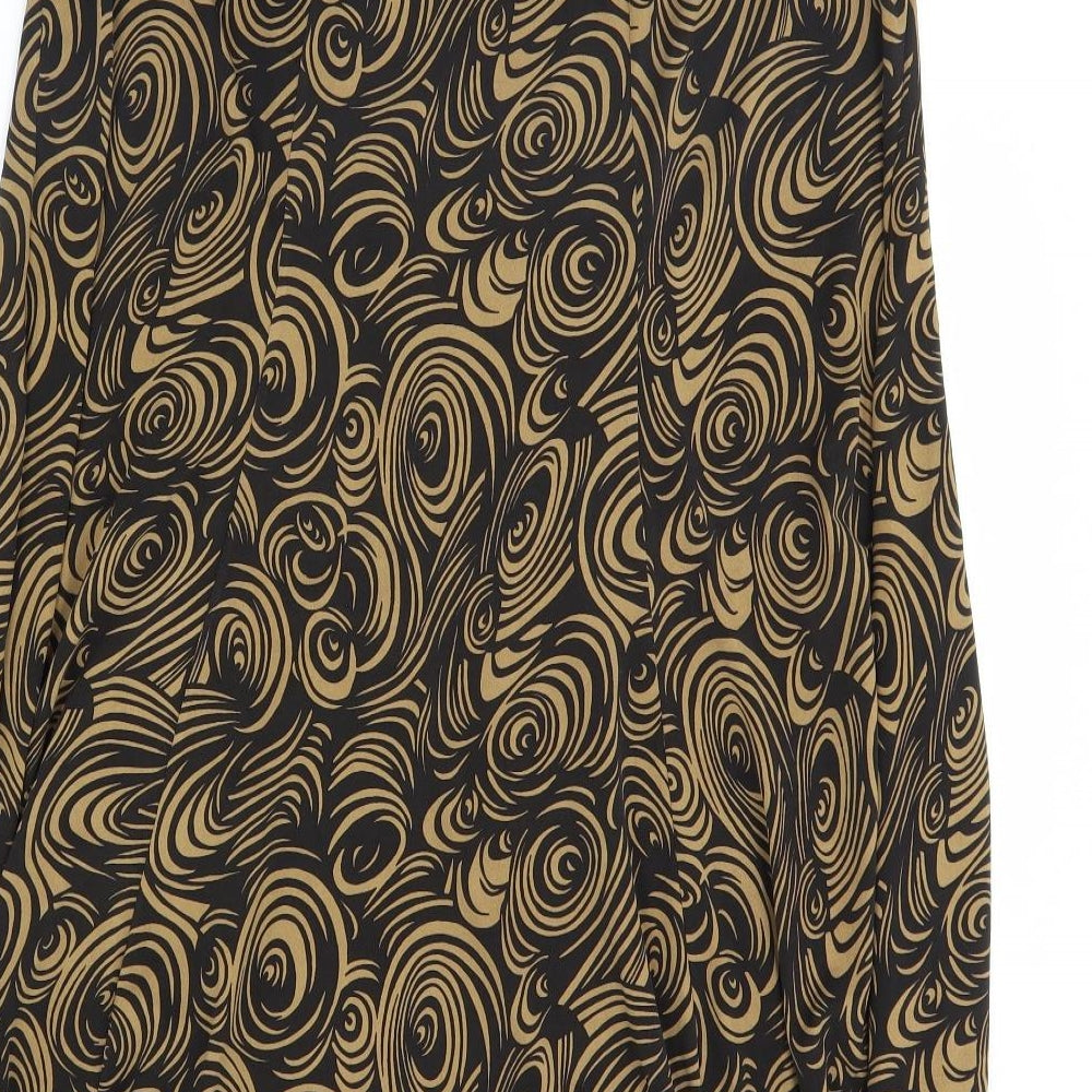 Wardrobe Womens Black Geometric Velour Flare Skirt Size 34 in