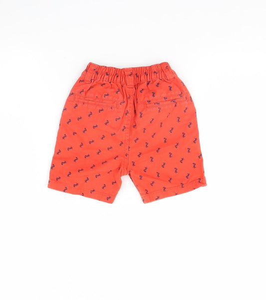 Little Rebel Boys Red Animal Print Chino Shorts Size 2 Years - Dinosaur