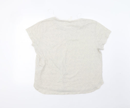 H&M Womens Ivory Polka Dot Basic Blouse Size XL