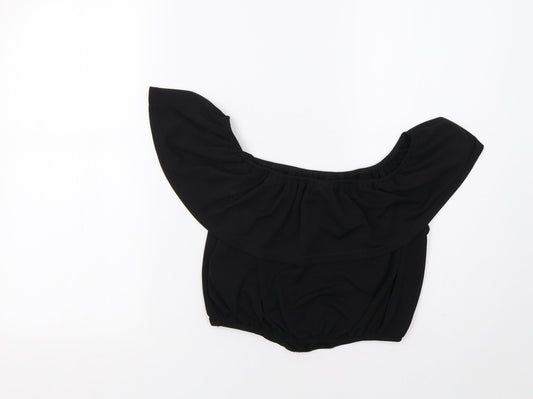 New Look Womens Black Cropped Blouse Size 12