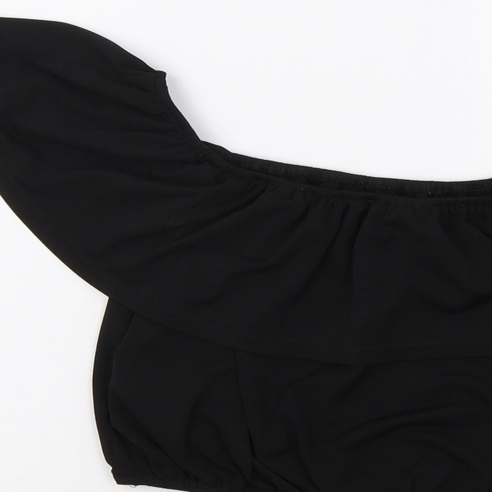 New Look Womens Black Cropped Blouse Size 12
