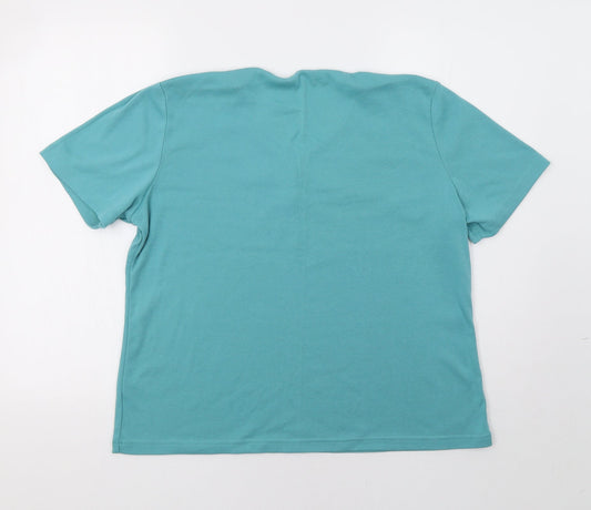 BM Womens Green Floral Basic Blouse Size L