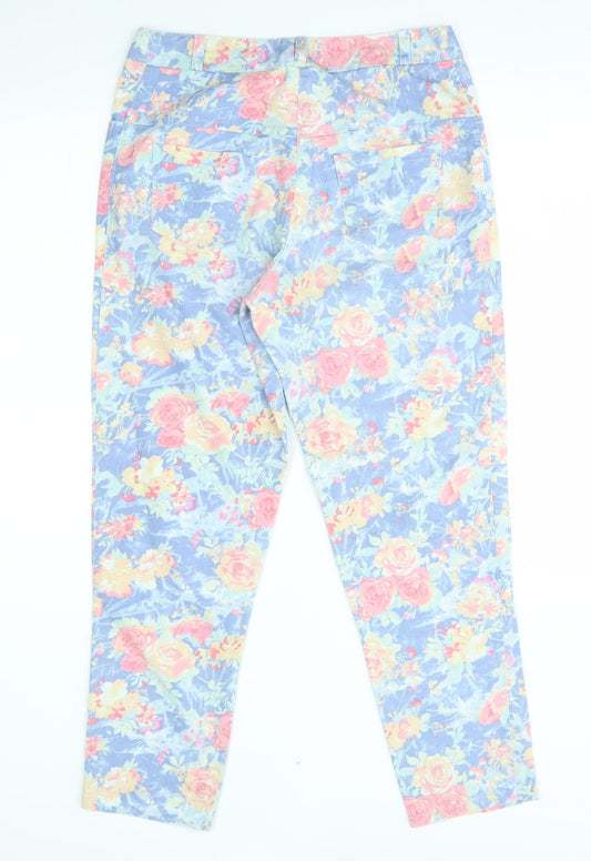 ango Womens Blue Floral Straight Jeans Size 30 in L26 in