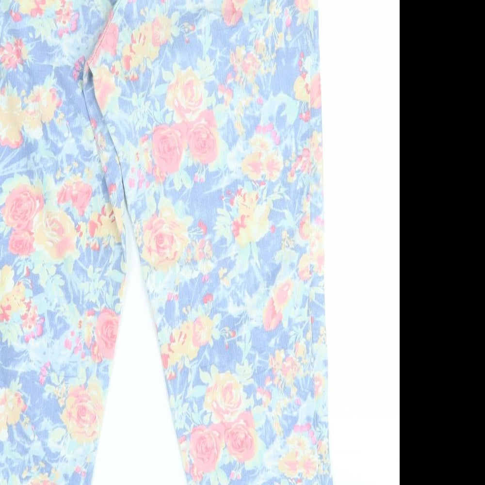 ango Womens Blue Floral Straight Jeans Size 30 in L26 in
