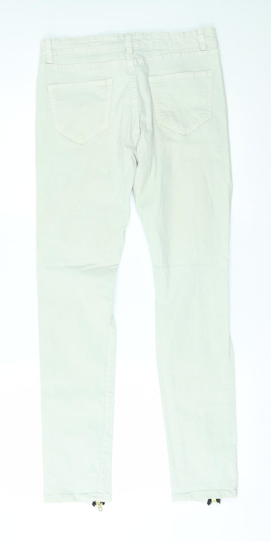 Preworn Womens White Skinny Jeans Size 30 L28 in - zip details