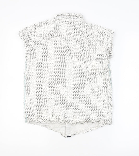 River Island Boys White Geometric Basic Button-Up Size 12 Years