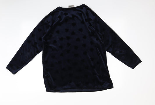 Rochelle Womens Blue Top Pyjama Top Size M - Heart print