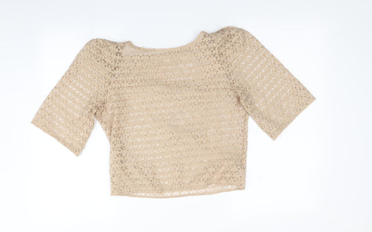 American Apparel Womens Beige Basic T-Shirt Size S - Open knit