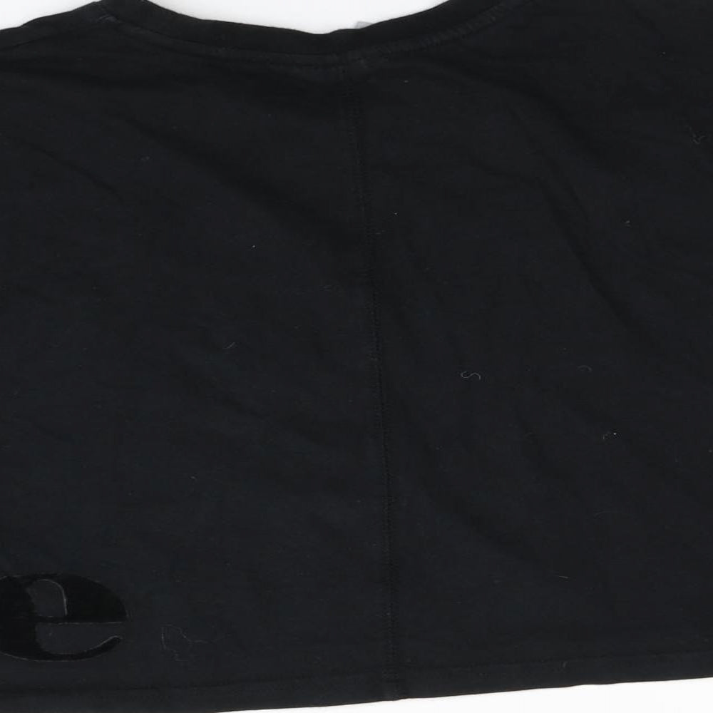 Brand and care label for Ellesse women’s black basic t-shirt, size XS