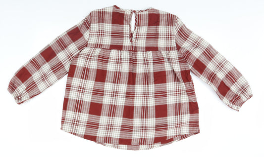 Preworn Womens Brown Plaid Basic Blouse Size 8