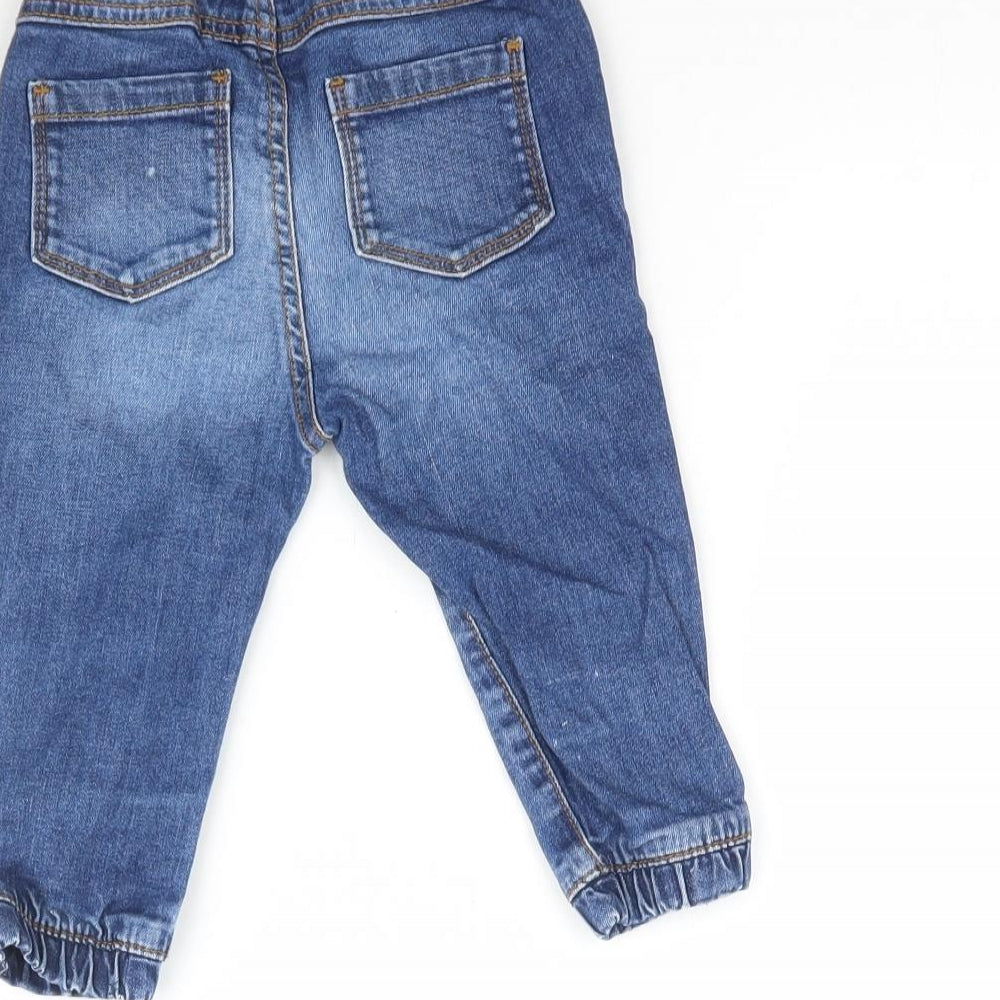 Brand and care label for Matalan Baby Blue Denim Jogger Jeans, size 9, Months