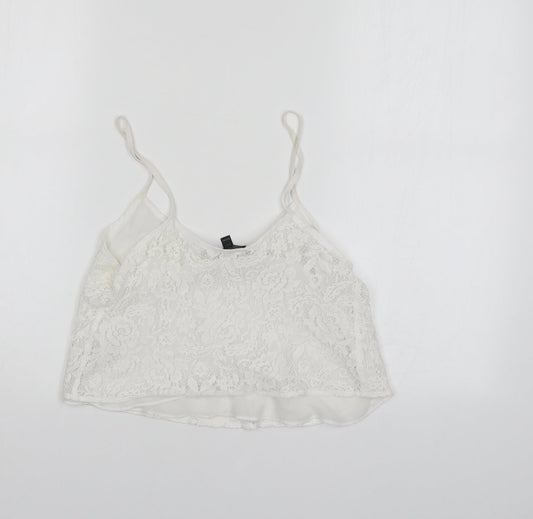 Top Shop Womens White Floral Basic Blouse Size 6