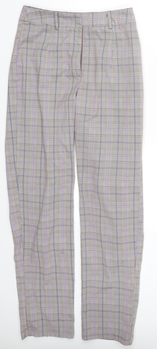 Nasty Gal Womens Purple Check Trousers Size 6 L28 in