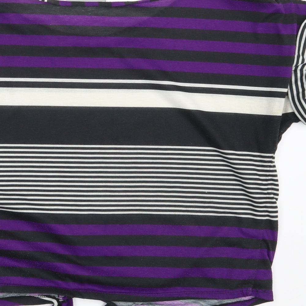 Wallis Womens Multicoloured Striped Cropped T-Shirt Size M