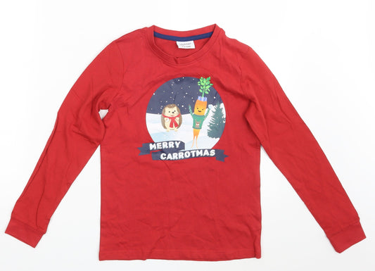 Lilly & Dan Girls Red Top Pyjama Top Size 9-10 Years - Seasonal Christmas Festive Holiday