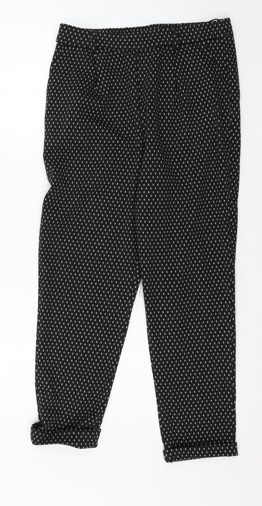 F&F Womens Black Check Trousers Size 14 L25 in