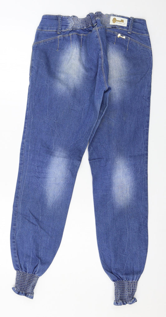 Push up Womens Blue Denim Mom Jeans Size 34 in L30 in