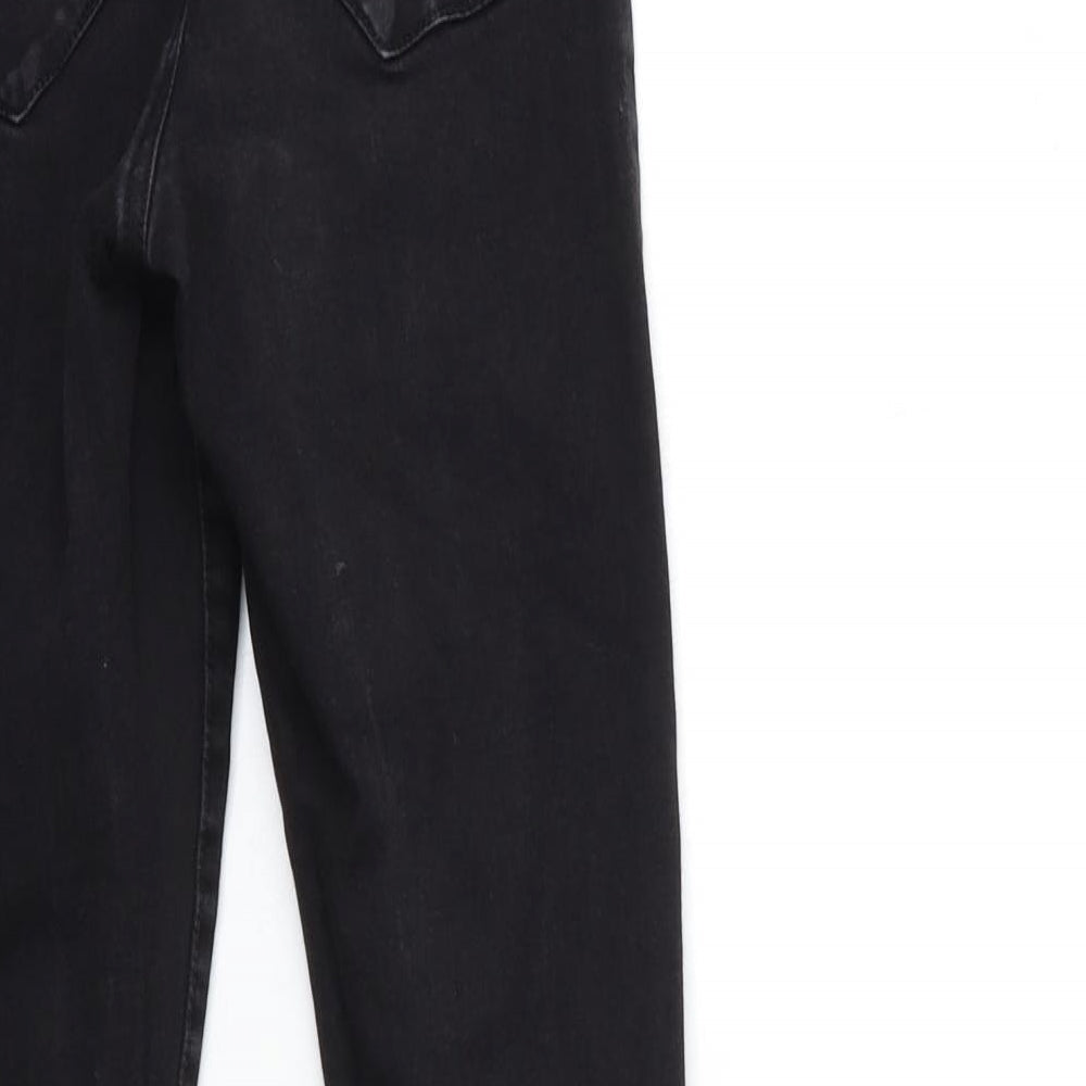 Brand and care label for Denim & Co. women’s black denim skinny jeans, size UK 8, 29-inch leg