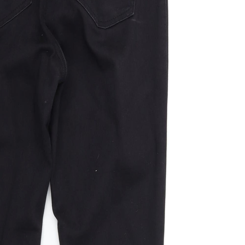 Brand and care label for Denim & Co. women’s black denim skinny jeans, size UK 14, 27-inch leg