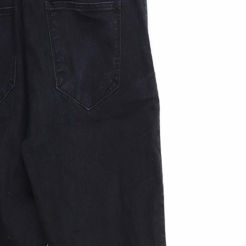 Brand and care label for Denim & Co. women’s black denim skinny jeans, size UK 8, 25-inch leg