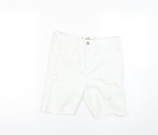 Hollister Womens White  Denim Bermuda Shorts Size 27 in