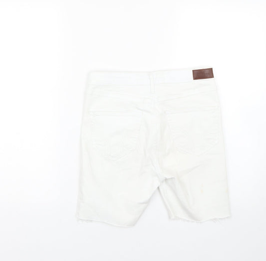 Hollister Womens White  Denim Bermuda Shorts Size 27 in